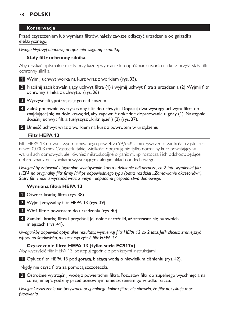 Philips FC9160 User Manual | Page 78 / 144