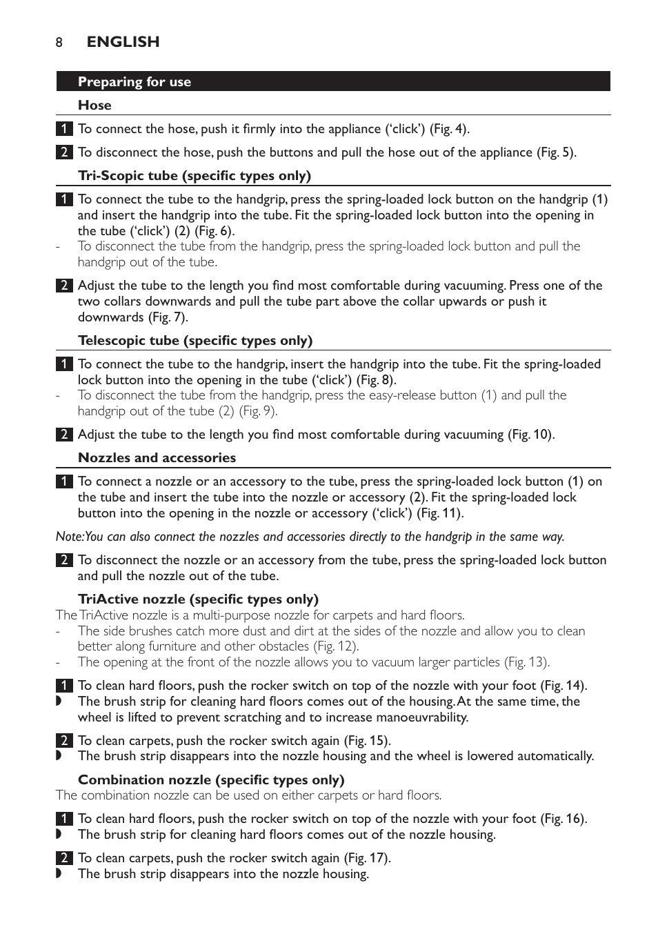 Philips FC9160 User Manual | Page 8 / 144