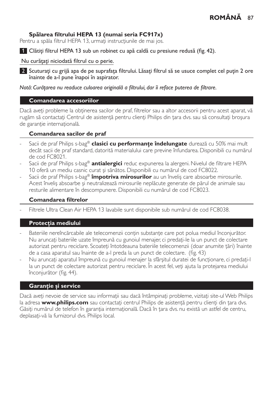 Philips FC9160 User Manual | Page 87 / 144