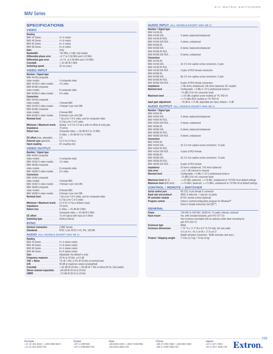 Mav series | Extron electronic MAV Series User Manual | Page 5 / 5