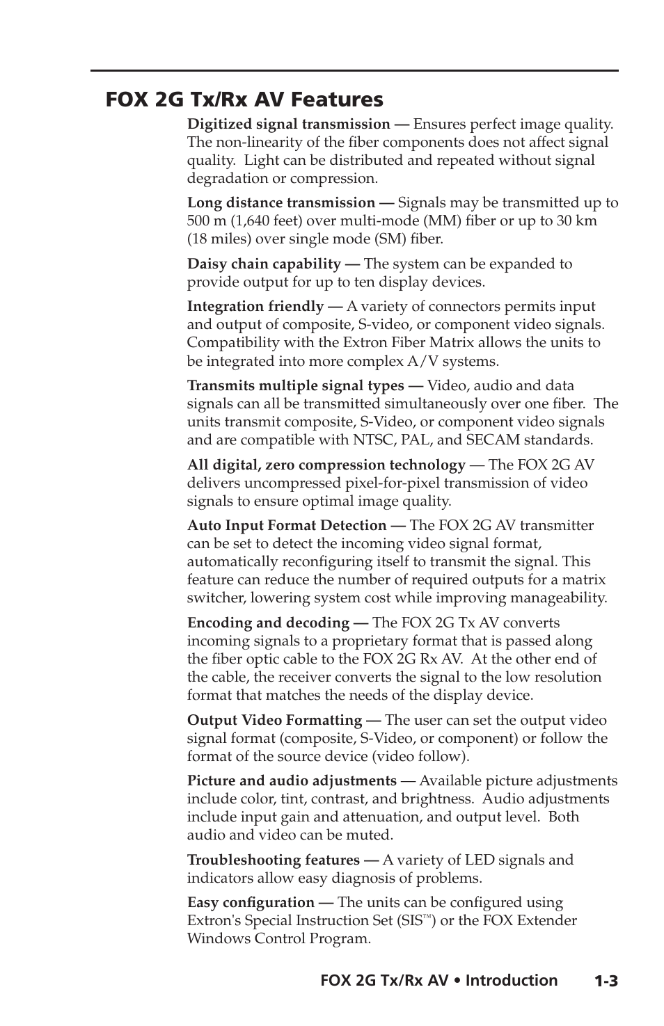 Fox 2g tx/rx av features | Extron electronic FOX 2G Tx User Manual | Page 11 / 60