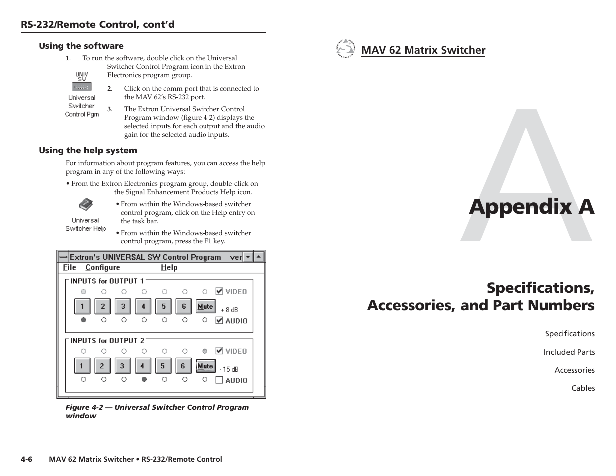 Appendix a | Extron Electronics MAV 62 User Manual | Page 16 / 19