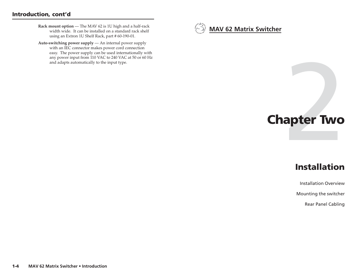 Extron Electronics MAV 62 User Manual | Page 6 / 19