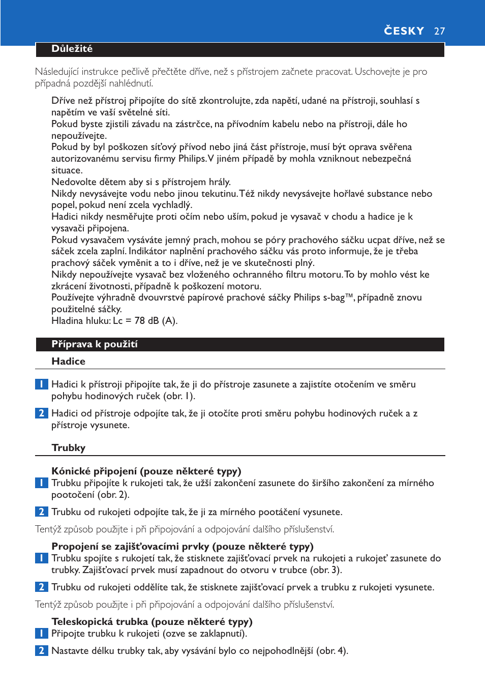 Česky 27 | Philips FC9015 User Manual | Page 27 / 92