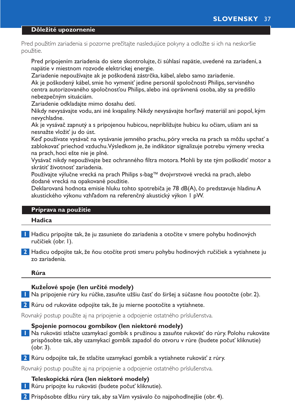 Slovensky 37 | Philips FC9015 User Manual | Page 37 / 92