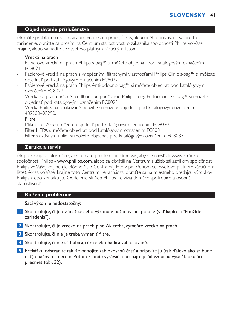 Philips FC9015 User Manual | Page 41 / 92