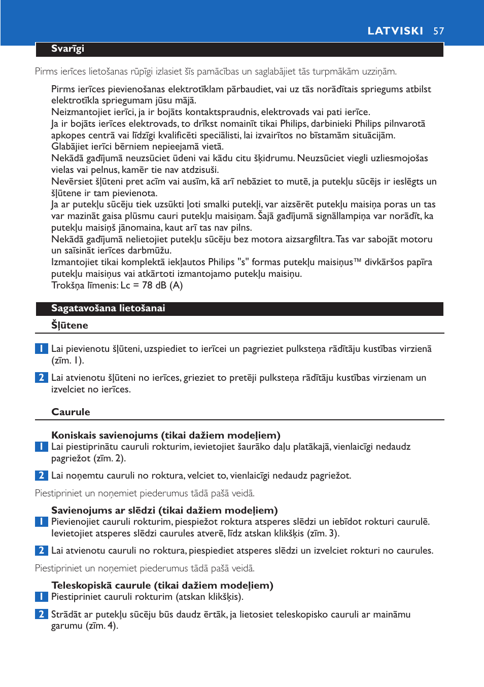 Latviski 57 | Philips FC9015 User Manual | Page 57 / 92