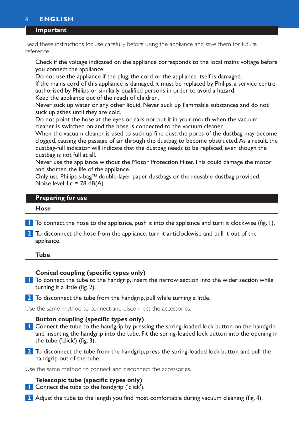 English 6 | Philips FC9015 User Manual | Page 6 / 92