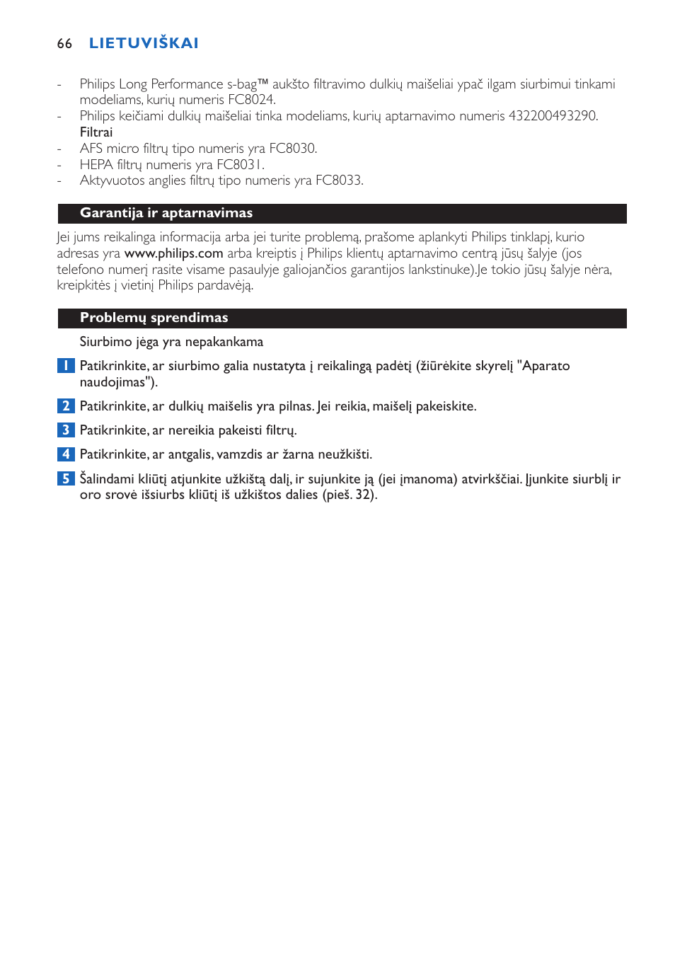 Philips FC9015 User Manual | Page 66 / 92