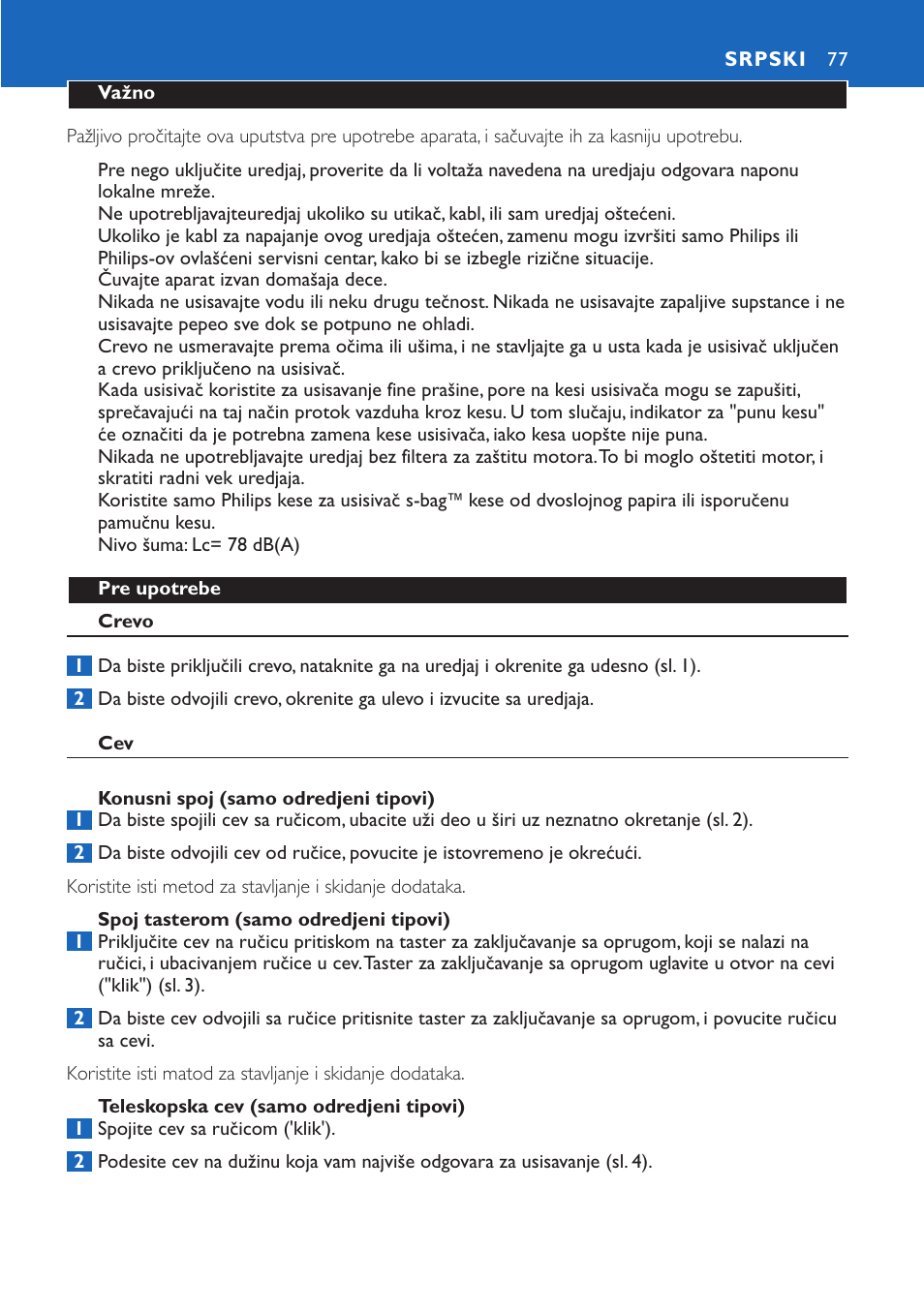 Srpski 77 | Philips FC9015 User Manual | Page 77 / 92