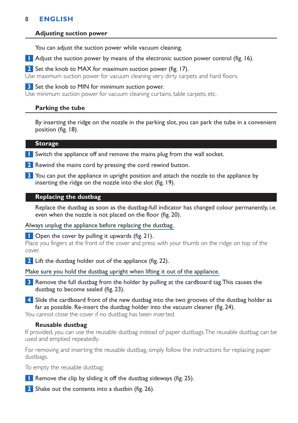 Philips FC9015 User Manual | Page 8 / 92