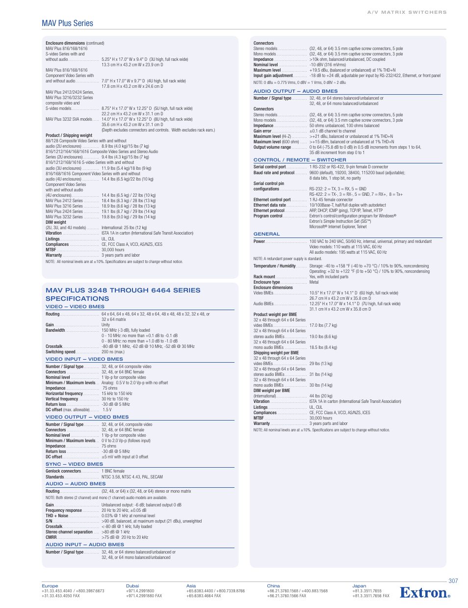 Mav plus series | Extron electronic MAV Plus Series User Manual | Page 8 / 8