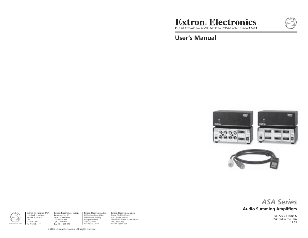 Extron Electronics ASA Series User Manual | 13 pages