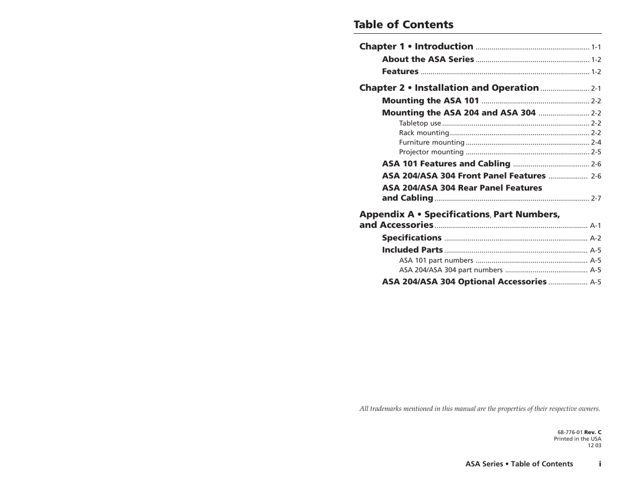 Extron Electronics ASA Series User Manual | Page 3 / 13