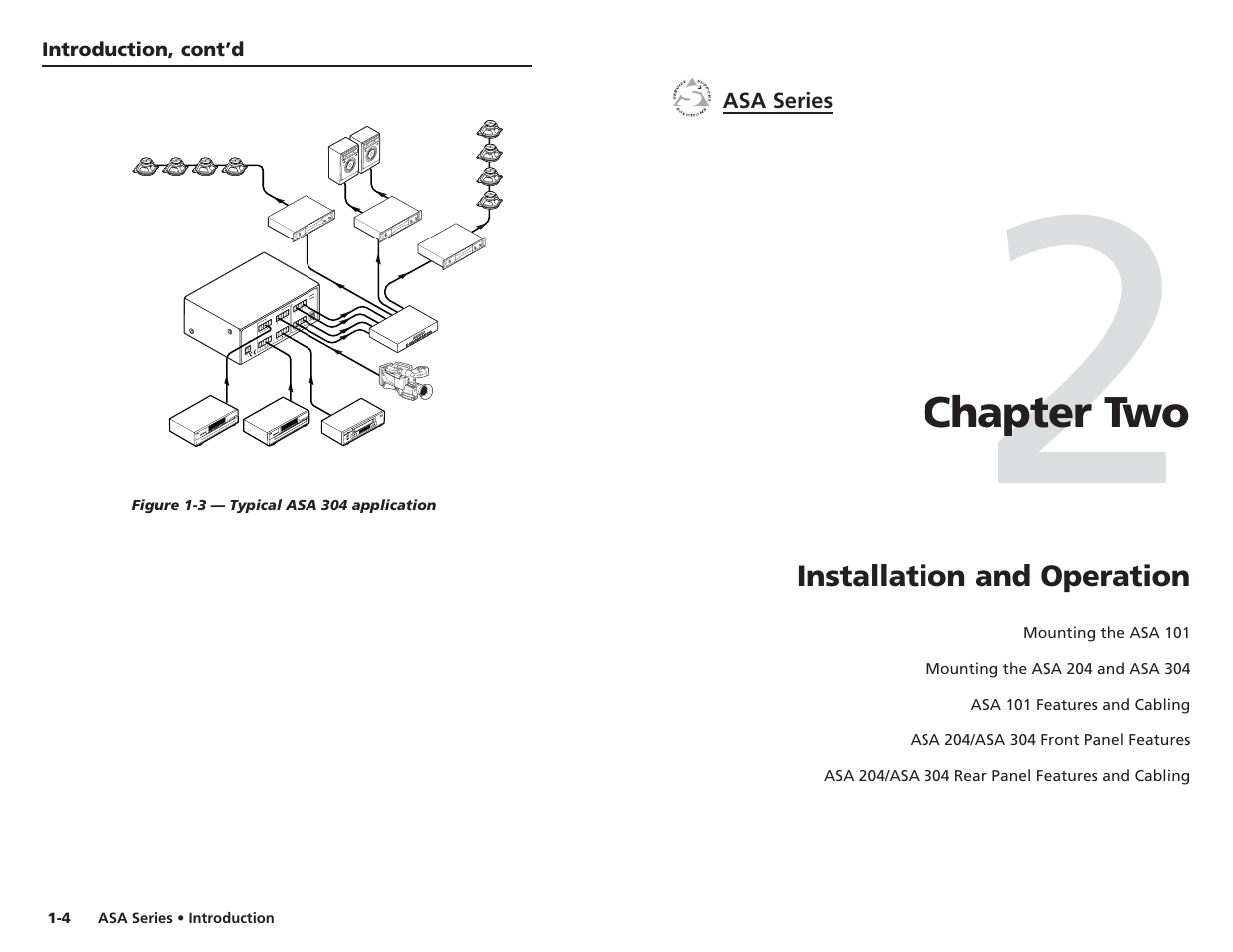 Chapter two, Installation and operation | Extron Electronics ASA Series User Manual | Page 6 / 13