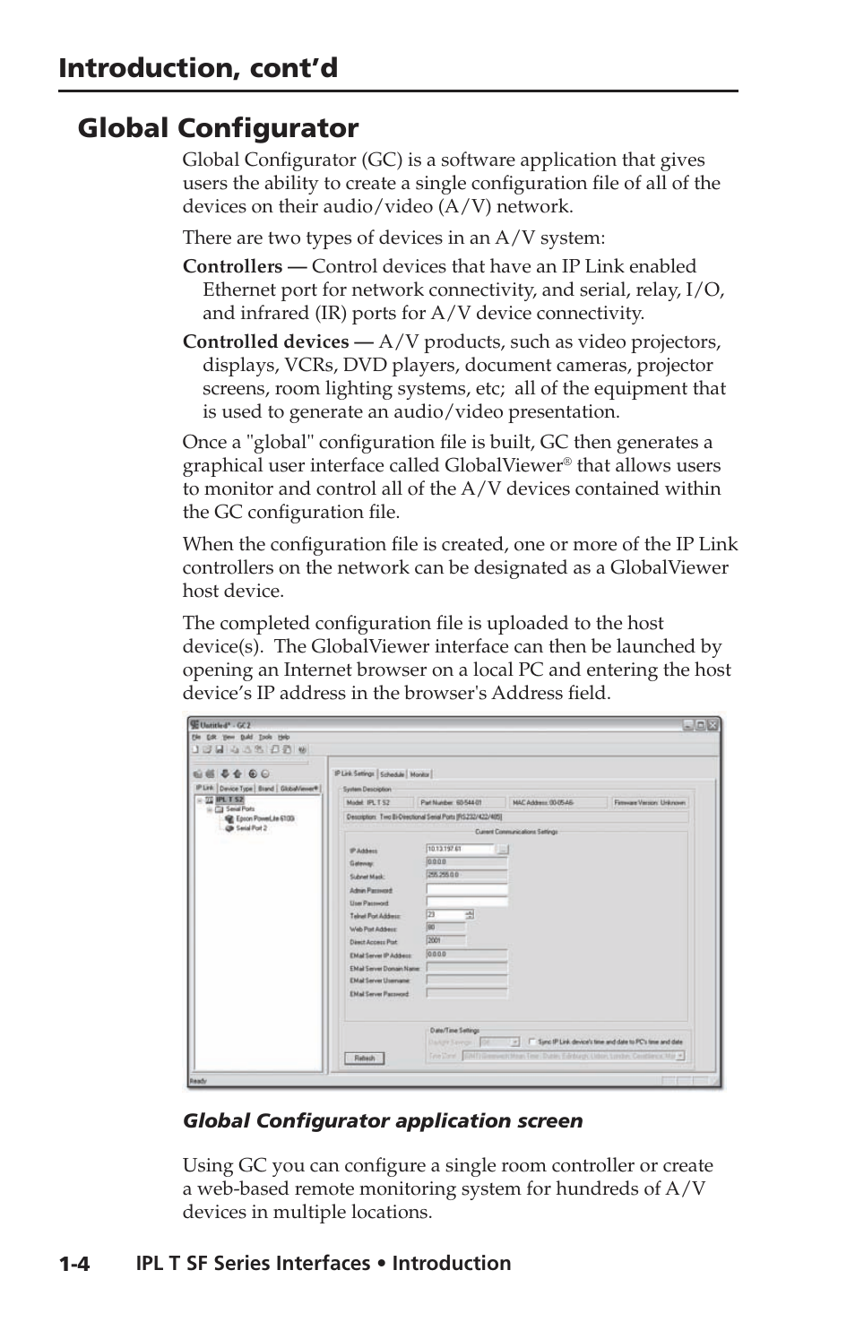 Global configurator, Introduction, cont’d | Extron Electronics IPL T SF Series User Manual | Page 10 / 51