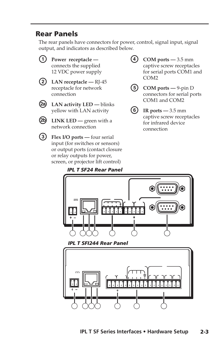 Rear panels | Extron Electronics IPL T SF Series User Manual | Page 15 / 51