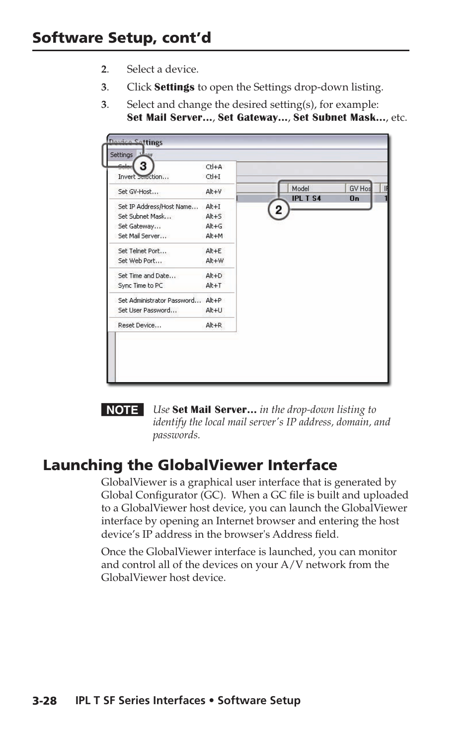 Launching the globalviewer interface, Software setup, cont’d | Extron Electronics IPL T SF Series User Manual | Page 48 / 51