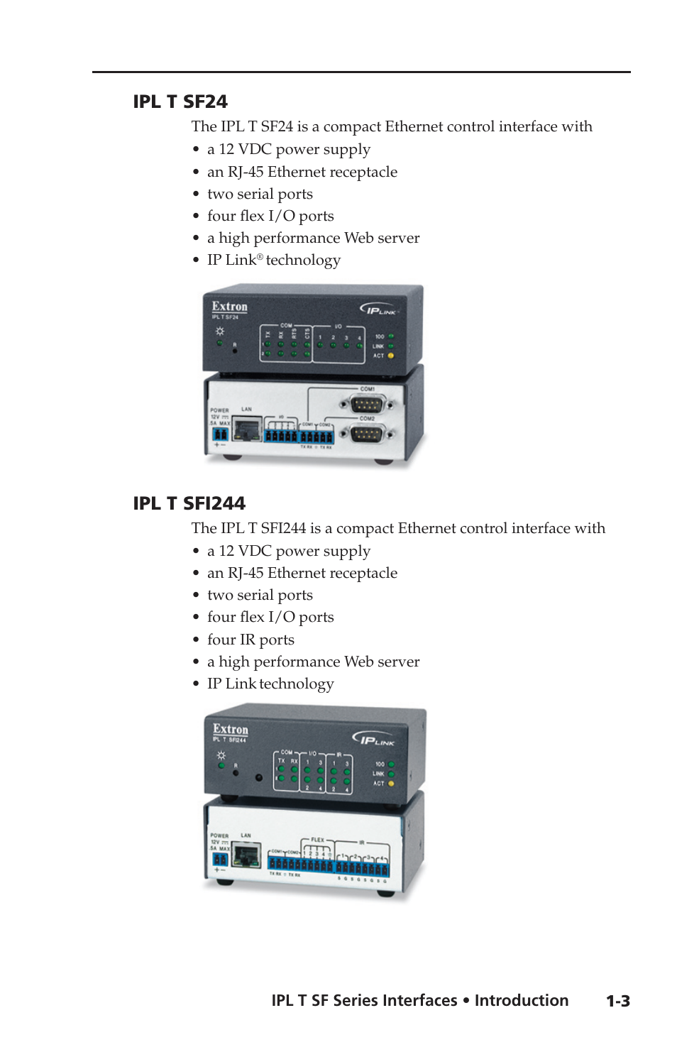 Ipl t sf24, Ipl t sfi244, Ipl t sf24 -3 ipl t sfi244 -3 | Extron Electronics IPL T SF Series User Manual | Page 9 / 51