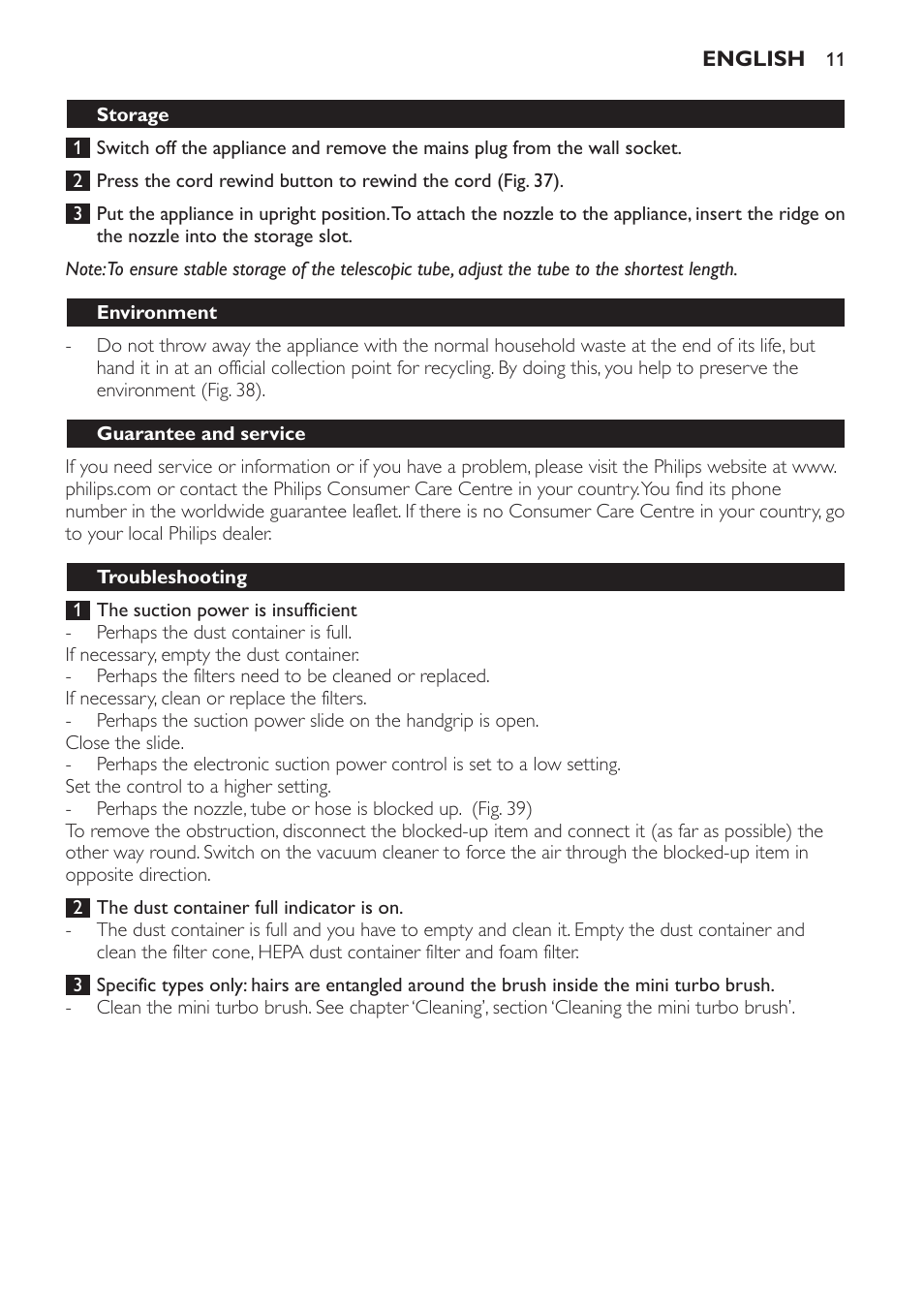 Philips FC8140 User Manual | Page 11 / 120