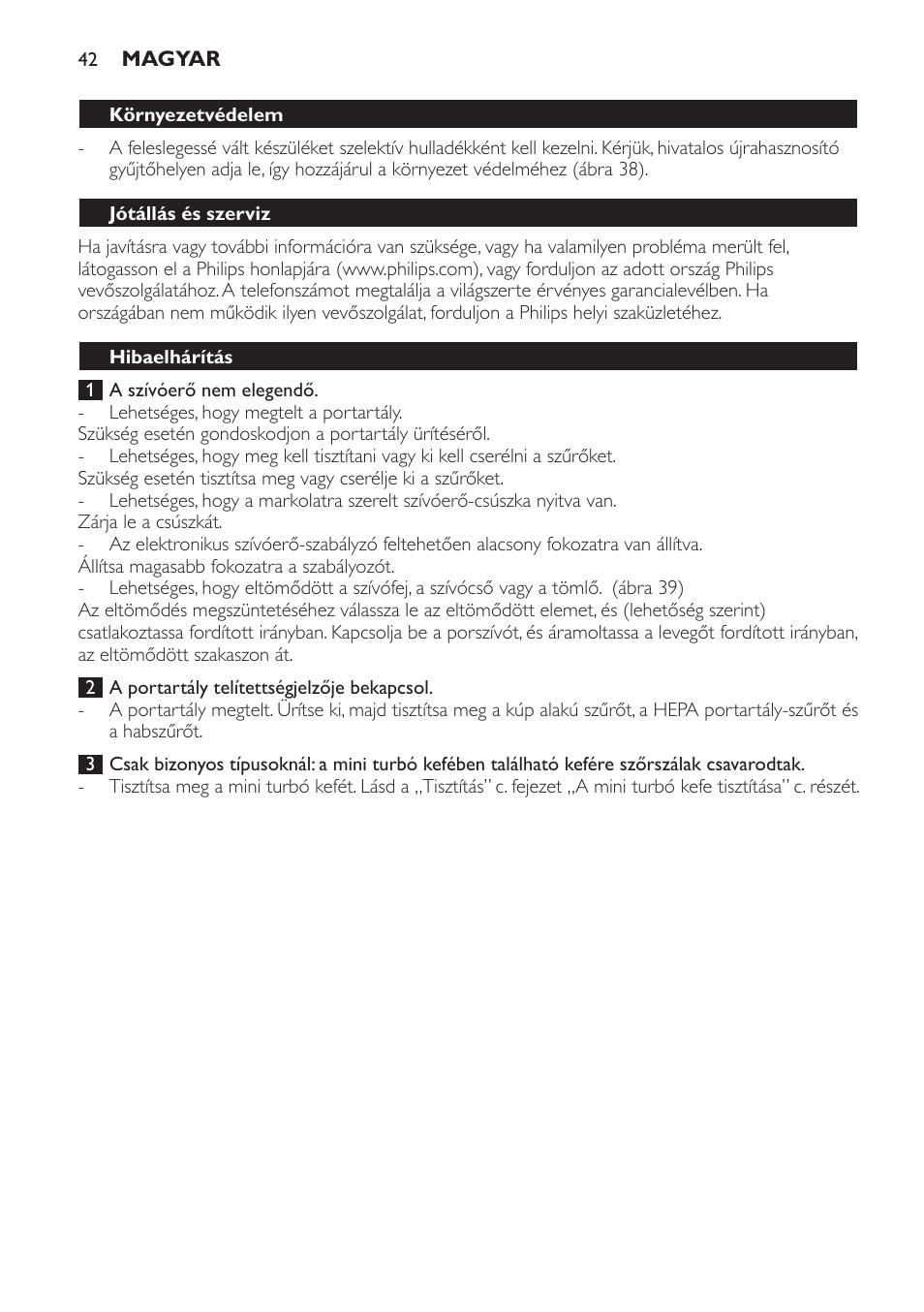 Philips FC8140 User Manual | Page 42 / 120