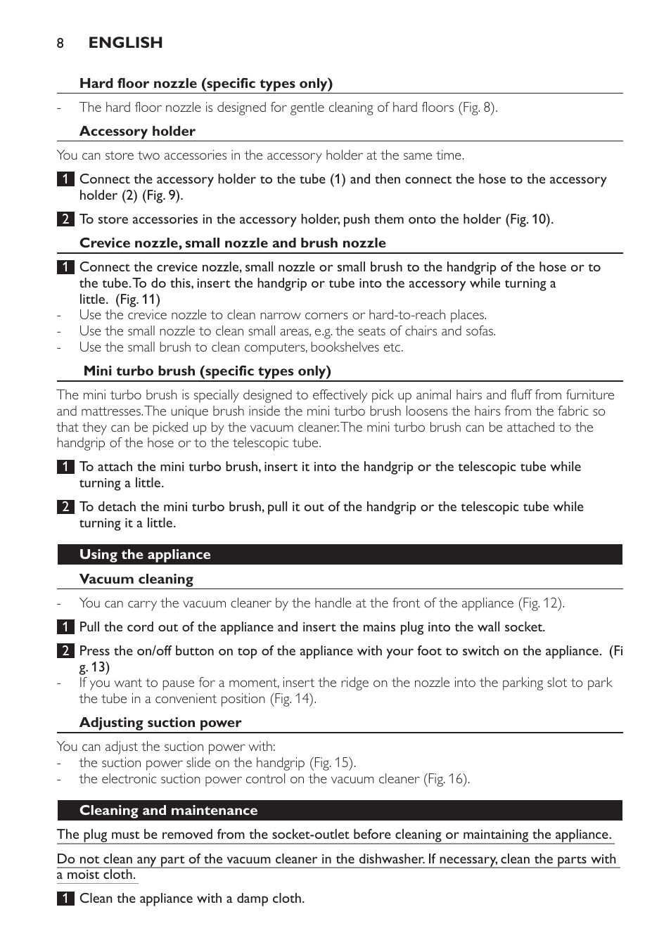 Philips FC8140 User Manual | Page 8 / 120