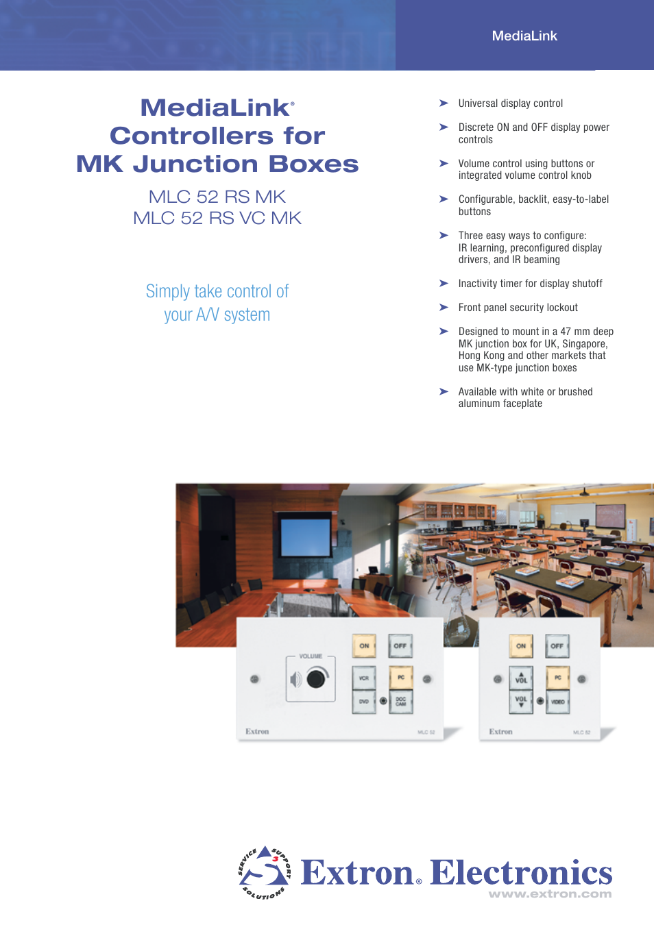 Extron electronic MediaLink Controller MLC 52 RS MK User Manual | 4 pages