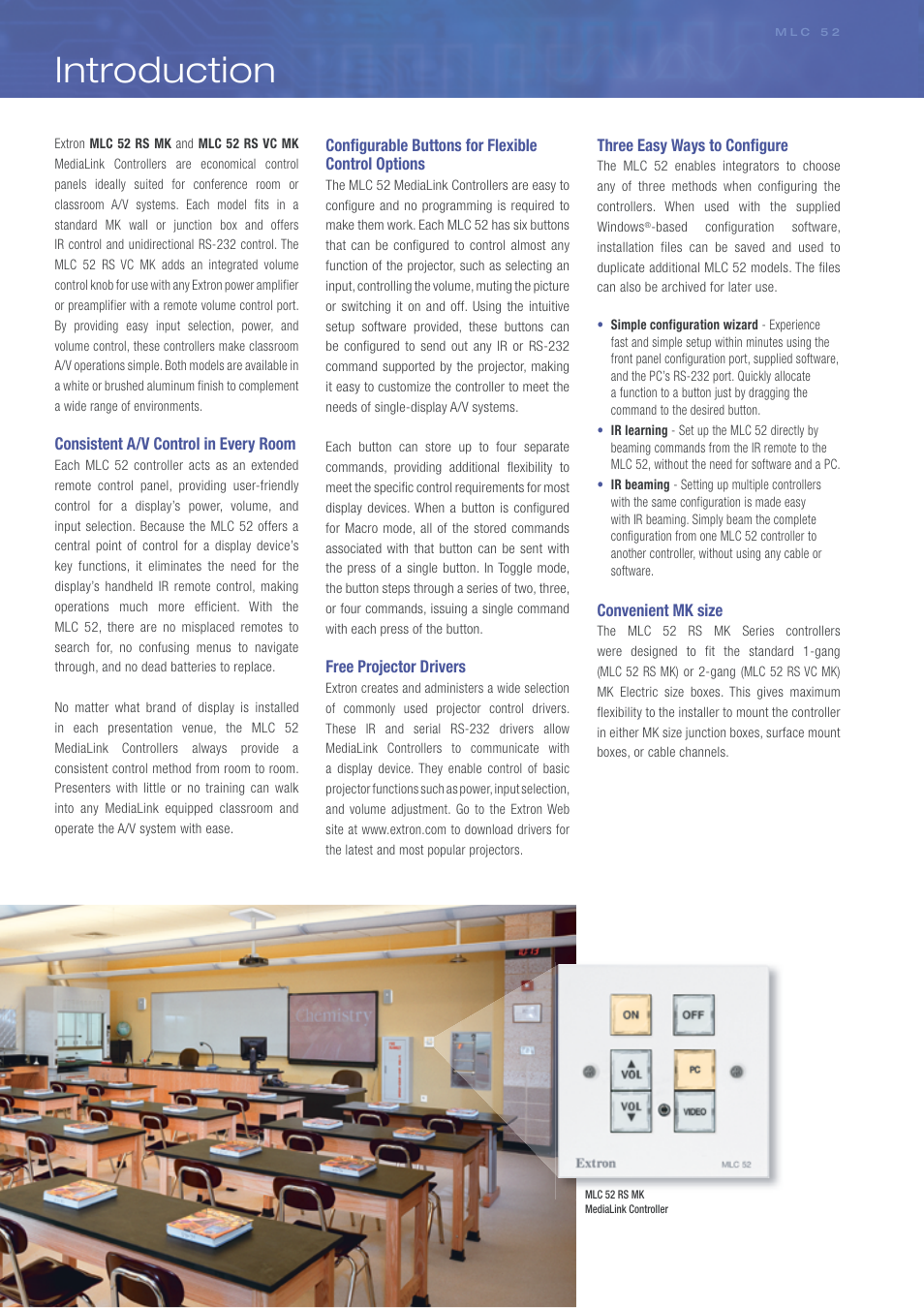 Introduction | Extron electronic MediaLink Controller MLC 52 RS MK User Manual | Page 2 / 4