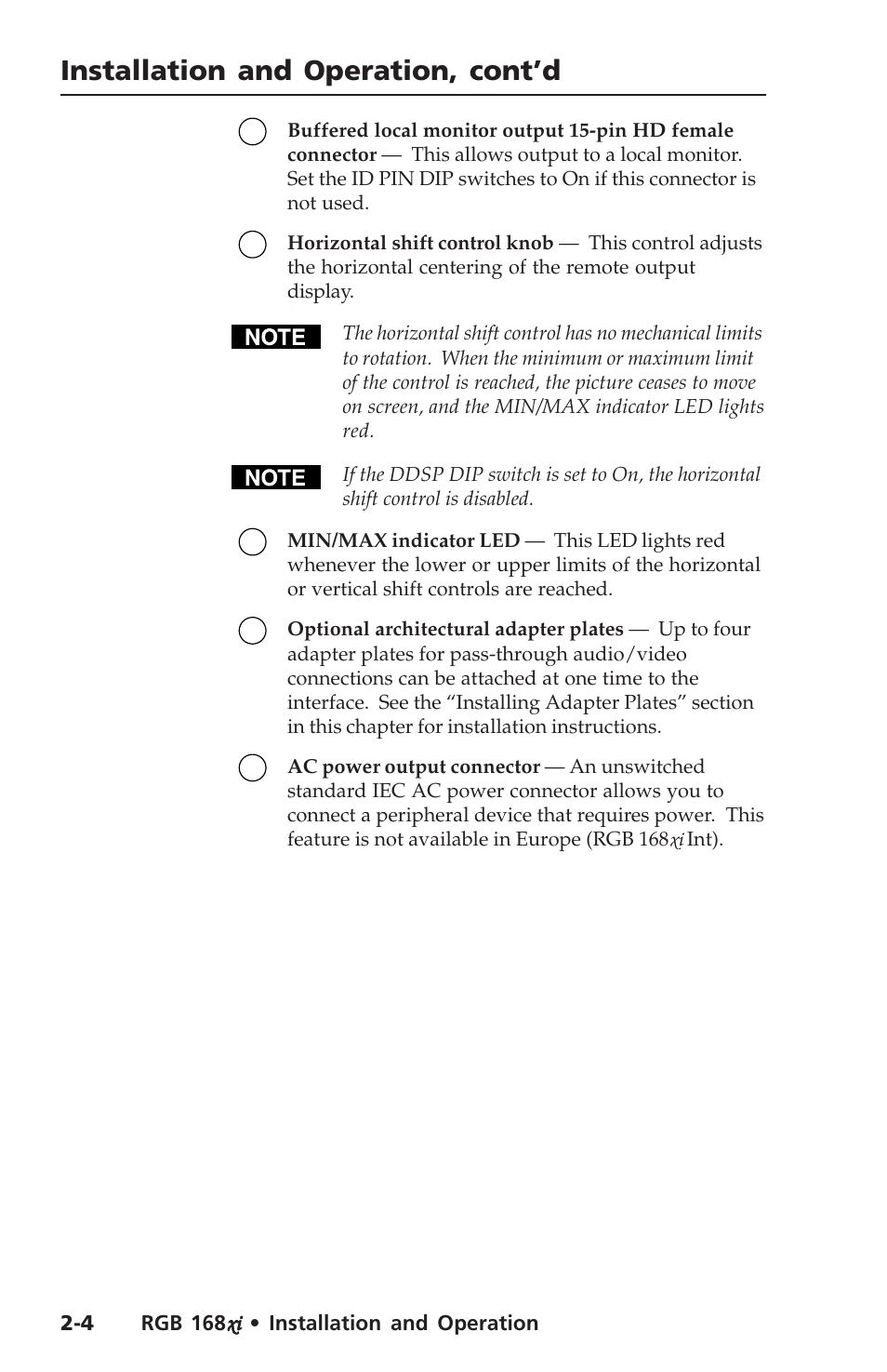 Installation and operation, cont’d | Extron Electronics RGB 168xi User Manual | Page 14 / 40