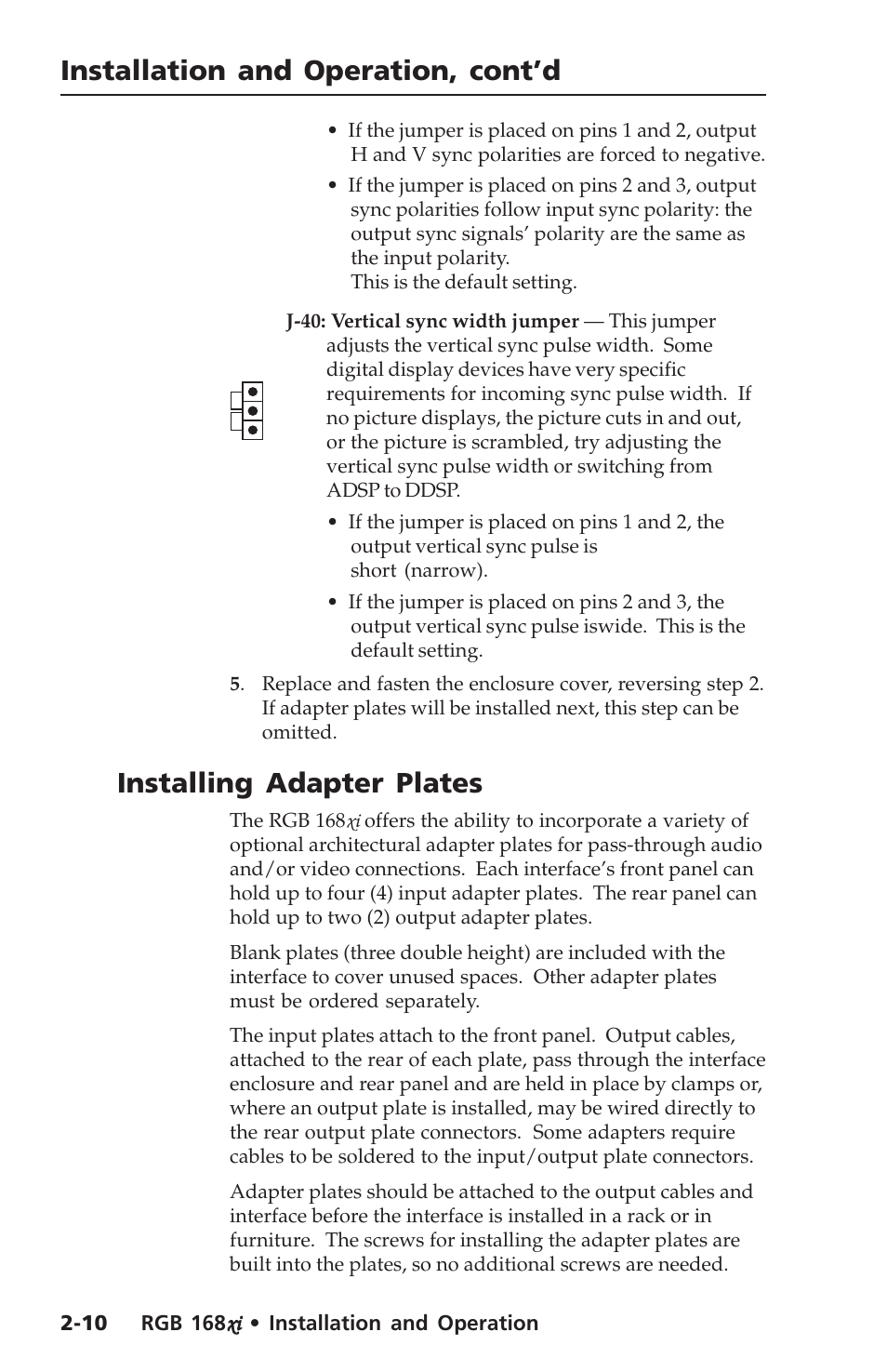 Installation and operation, cont’d, Installing adapter plates | Extron Electronics RGB 168xi User Manual | Page 20 / 40