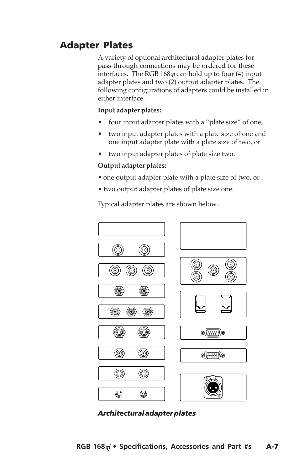 Adapter plates, Architectural adapter plates | Extron Electronics RGB 168xi User Manual | Page 37 / 40