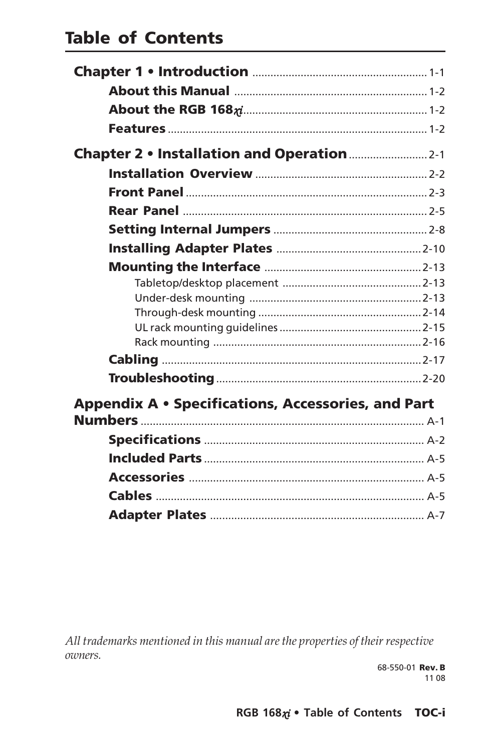 Extron Electronics RGB 168xi User Manual | Page 5 / 40