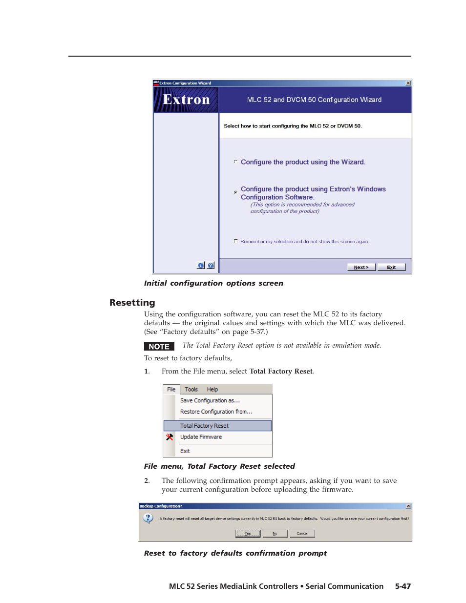 Resetting | Extron electronic MEDIALINK MLC 52 User Manual | Page 107 / 124