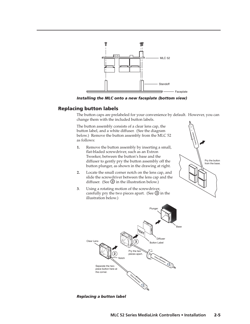 Replacing button labels | Extron electronic MEDIALINK MLC 52 User Manual | Page 15 / 124