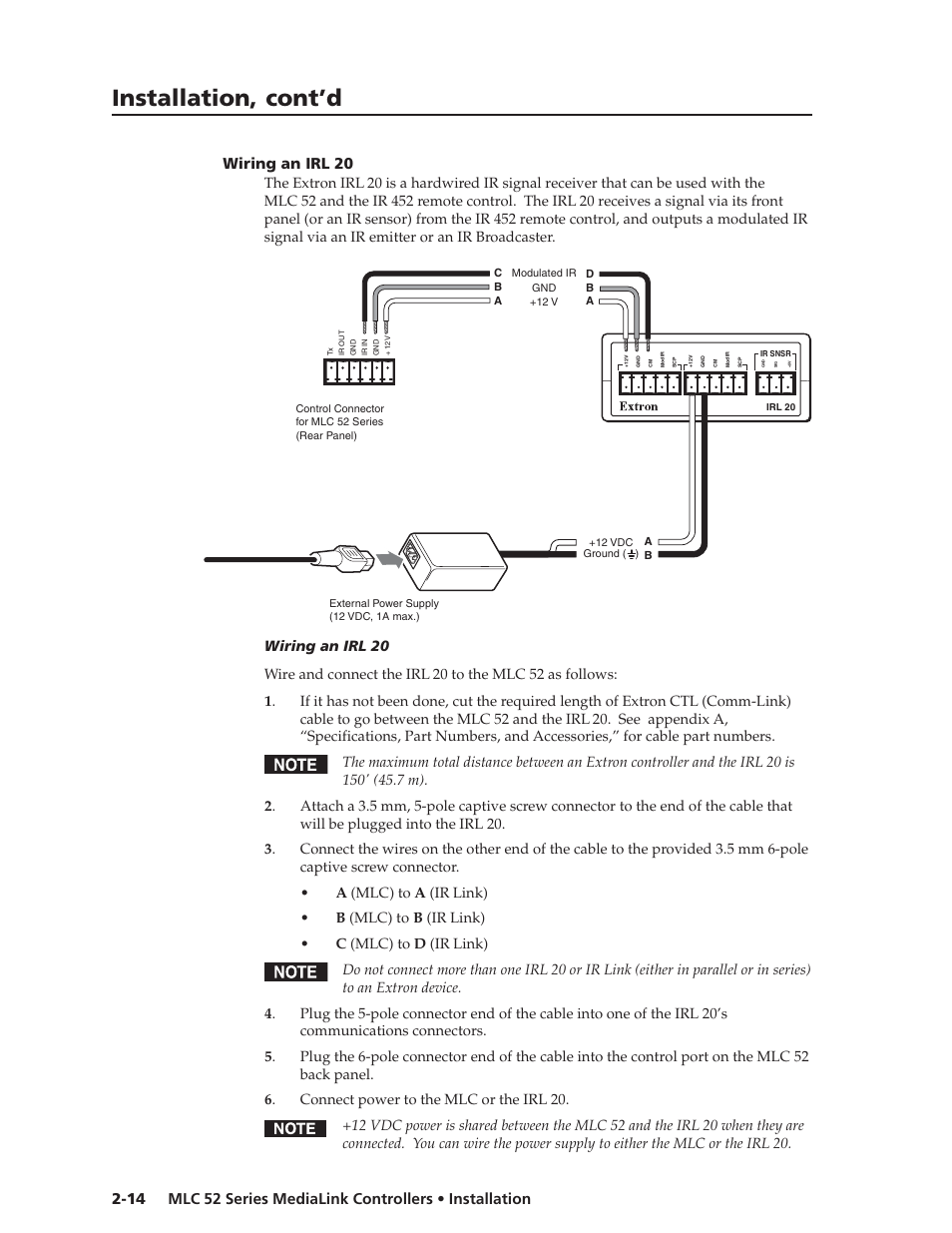 Installation, cont’d | Extron electronic MEDIALINK MLC 52 User Manual | Page 24 / 124