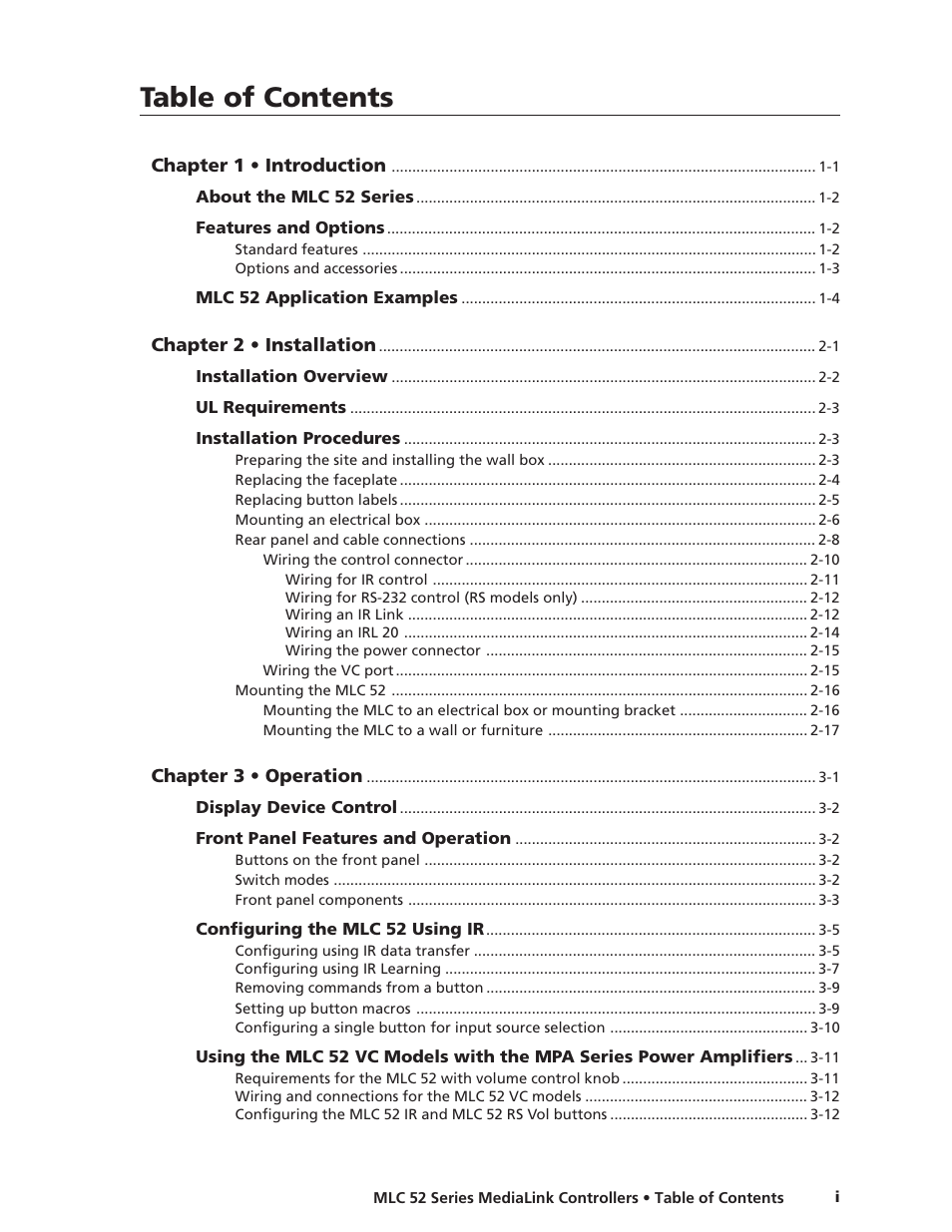 Extron electronic MEDIALINK MLC 52 User Manual | Page 3 / 124