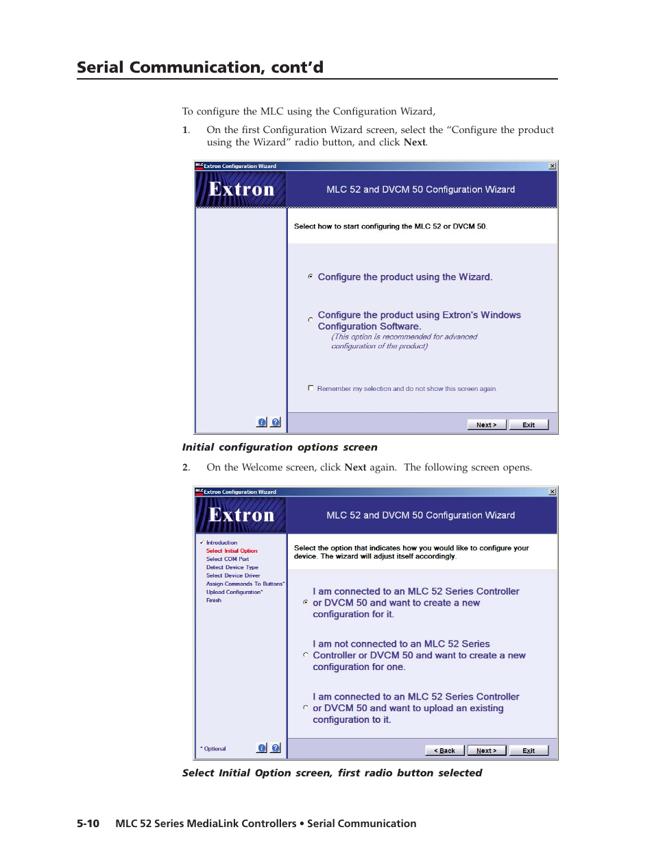 Serial communication, cont’d | Extron electronic MEDIALINK MLC 52 User Manual | Page 70 / 124