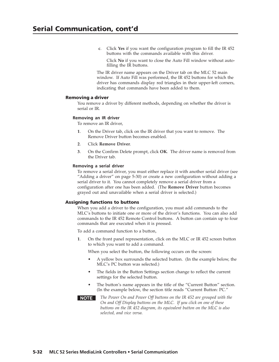 Serial communication, cont’d | Extron electronic MEDIALINK MLC 52 User Manual | Page 92 / 124