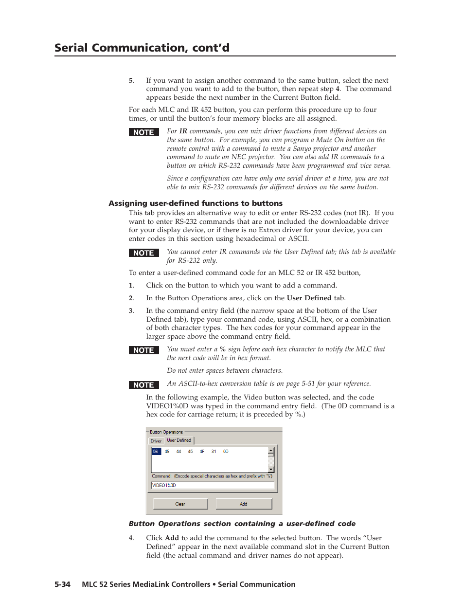 Serial communication, cont’d | Extron electronic MEDIALINK MLC 52 User Manual | Page 94 / 124