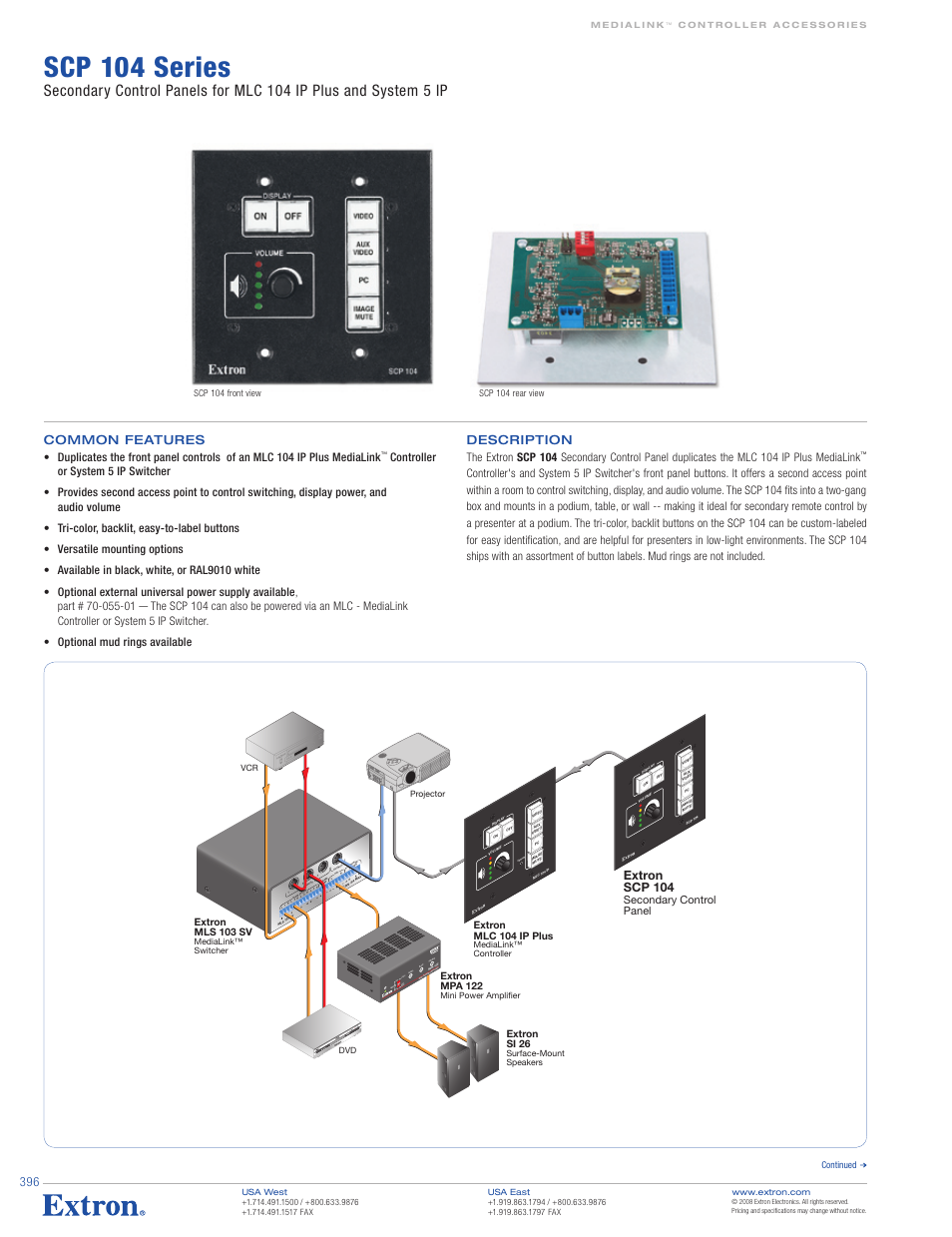 Extron electronic SCP 104 Series User Manual | 3 pages