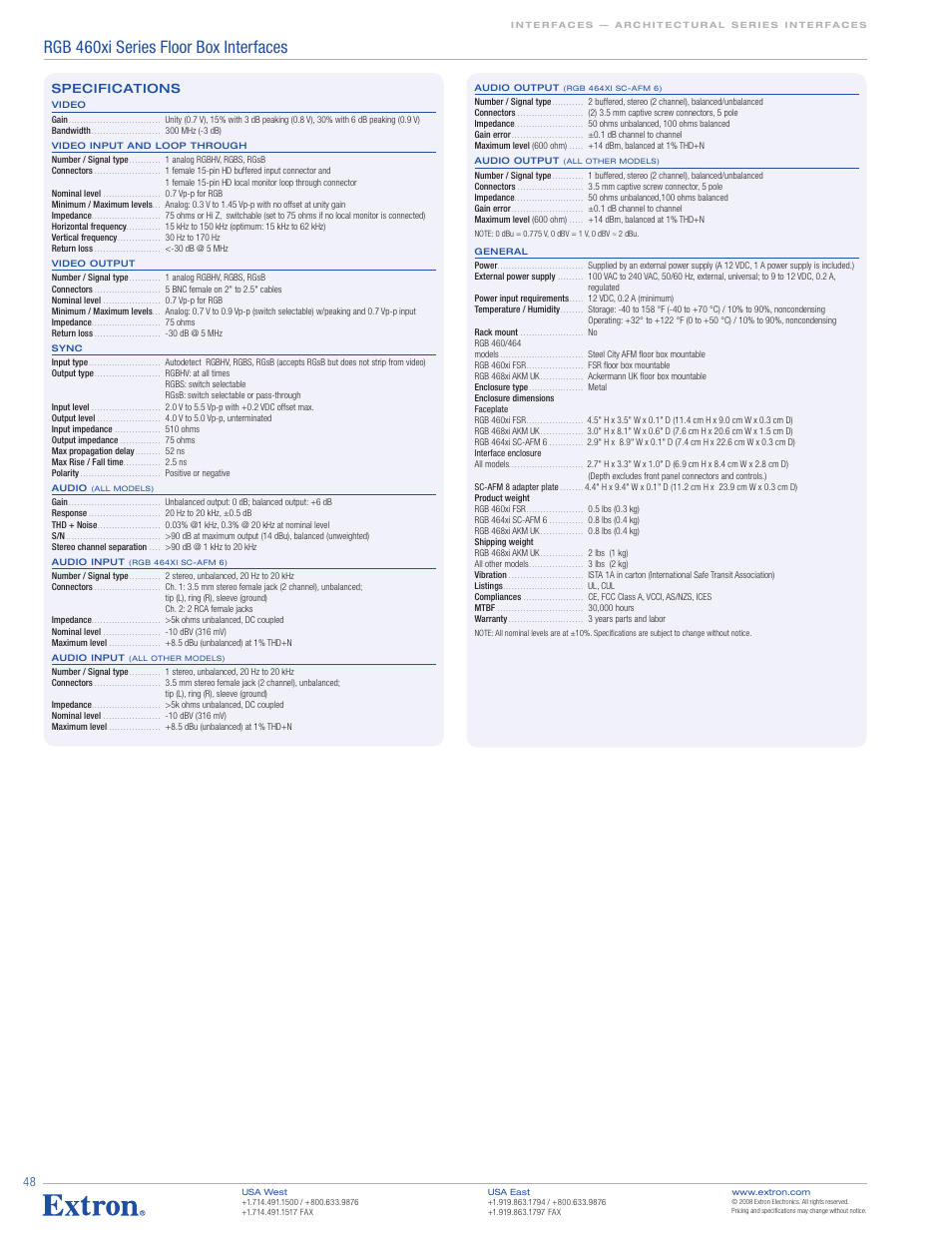 Rgb 460xi series floor box interfaces | Extron electronic RGB 460xi Series User Manual | Page 3 / 3