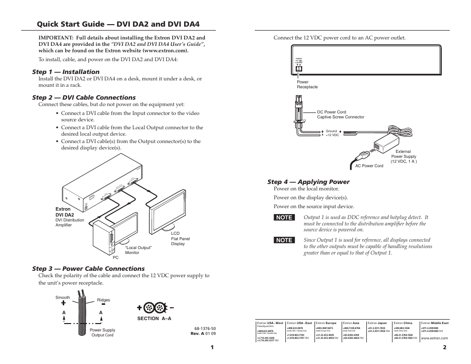 Extron electronic DVI DA2 User Manual | 1 page