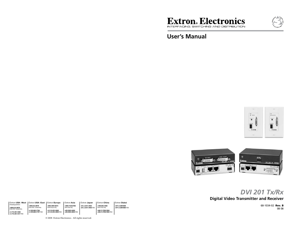 Extron electronic Digital Video Transmitter and Receiver DVI 201 Rx User Manual | 30 pages