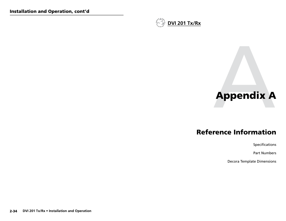 Appendix a • reference information | Extron electronic Digital Video Transmitter and Receiver DVI 201 Rx User Manual | Page 25 / 30