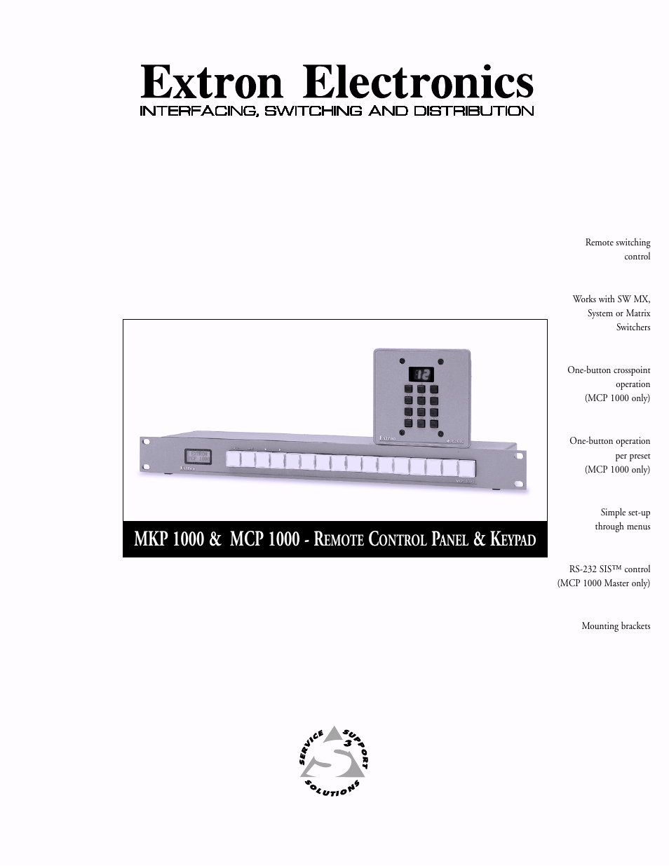 Extron electronic MCP 1000 User Manual | 2 pages