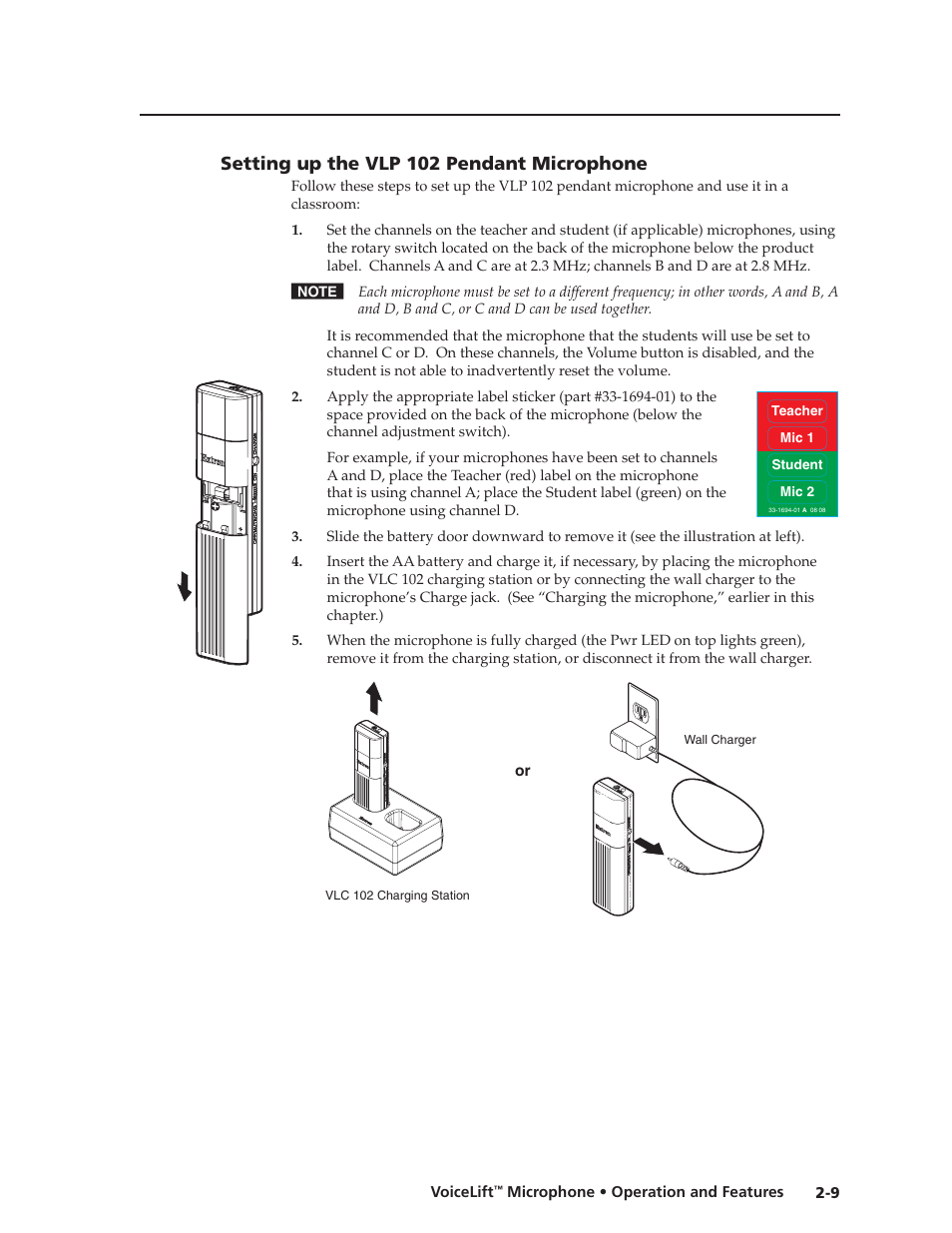 Setting up the vlp 102 pendant microphone, Setting up the vlp 102 pendant microphone -9, Preliminar y | Extron electronic VLM 2000 User Manual | Page 19 / 64