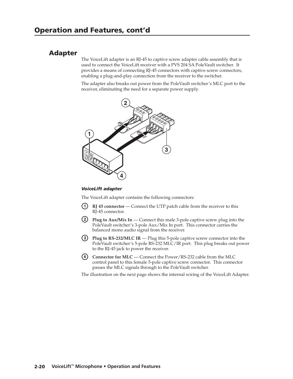 Adapter, Preliminar y, Operation and features, cont’d | Extron electronic VLM 2000 User Manual | Page 30 / 64