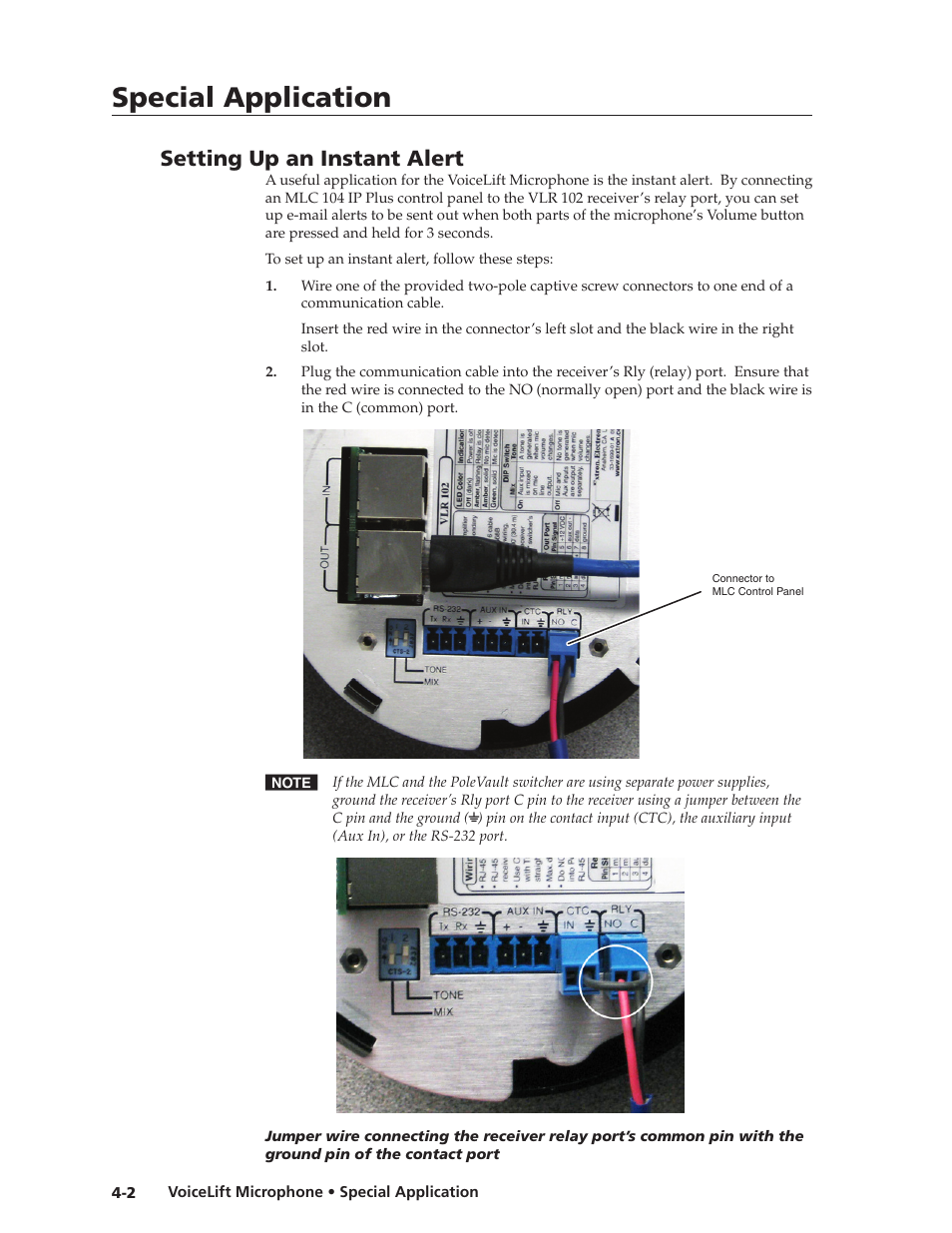 Setting up an instant alert, Preliminar y, Special application | Extron electronic VLM 2000 User Manual | Page 40 / 64