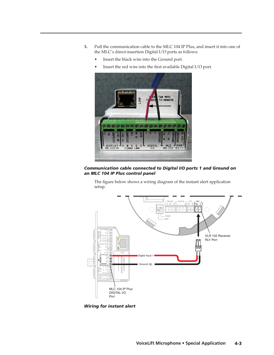 Preliminar y, 3 voicelift microphone • special application, Wiring for instant alert | Extron electronic VLM 2000 User Manual | Page 41 / 64