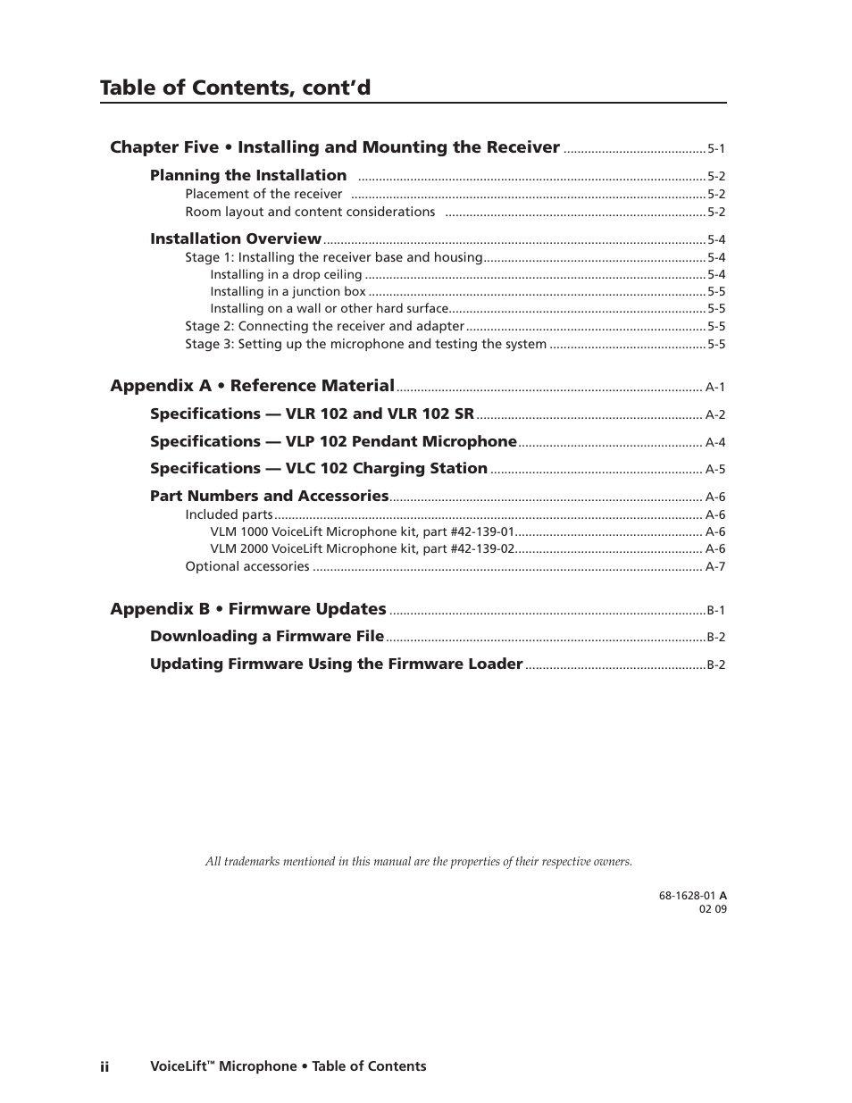 Preliminar y, Table of contents, cont’d | Extron electronic VLM 2000 User Manual | Page 6 / 64